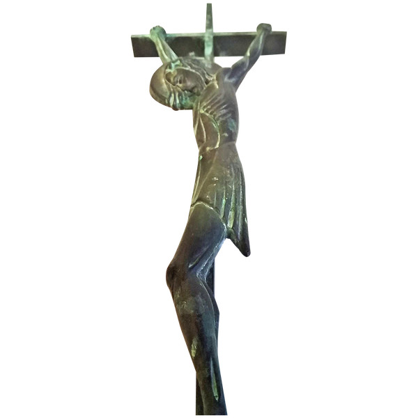 Christ sur croix en bronze début XXème