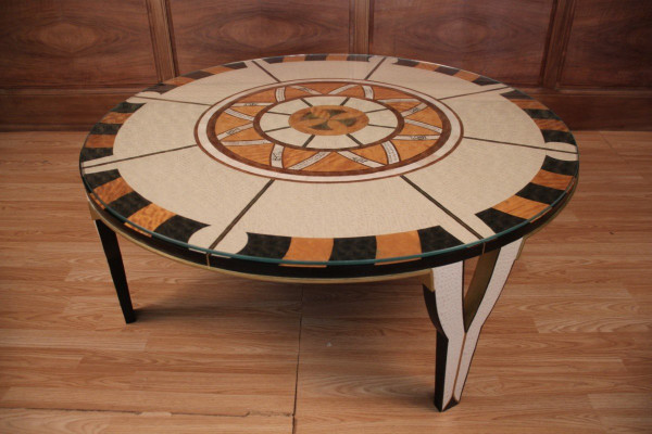 Circular Coffee Table In The Style Of Carlo Bugatti