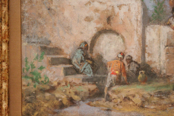 Orientalist pastel by Louis Tesson 19th century