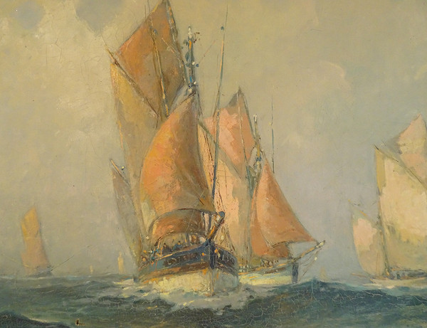 HST Tableau Marine Robert Laroche Départ Thoniers Concarneau Bretagne XXè