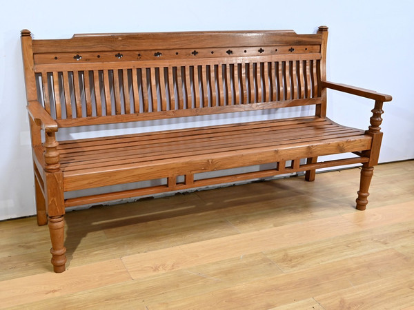 Antique Colonial Teak Varangue Bench - Mid 20th century