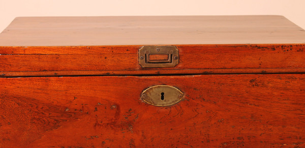 Small Teak Campaign Or Marine Chest - 19th Century