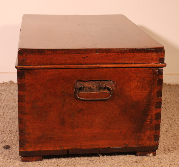 Small Teak Campaign Or Marine Chest - 19th Century