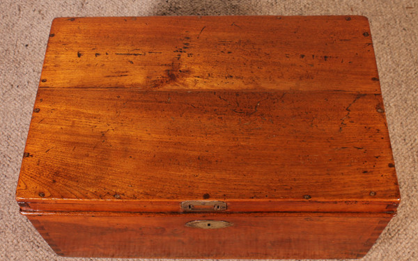 Small Teak Campaign Or Marine Chest - 19th Century