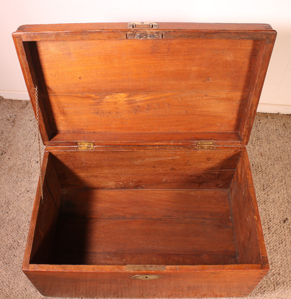 Small Teak Campaign Or Marine Chest - 19th Century