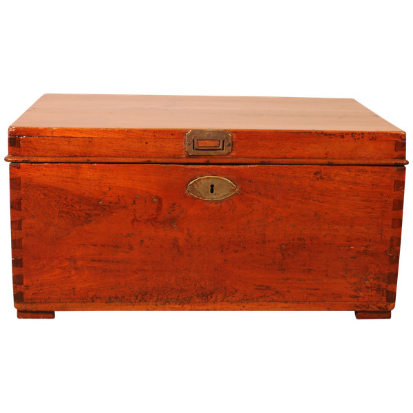 Small Teak Campaign Or Marine Chest - 19th Century