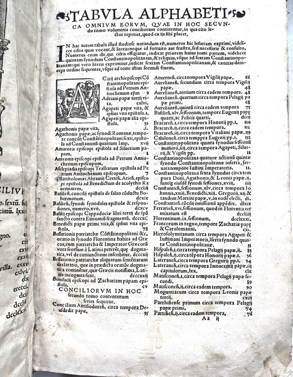 RARO e importante LIBRO DI PERIODO RINASCIMENTALE di grandi dimensioni "CONCILE GENERALE" Stampato a Colonia nel 1538