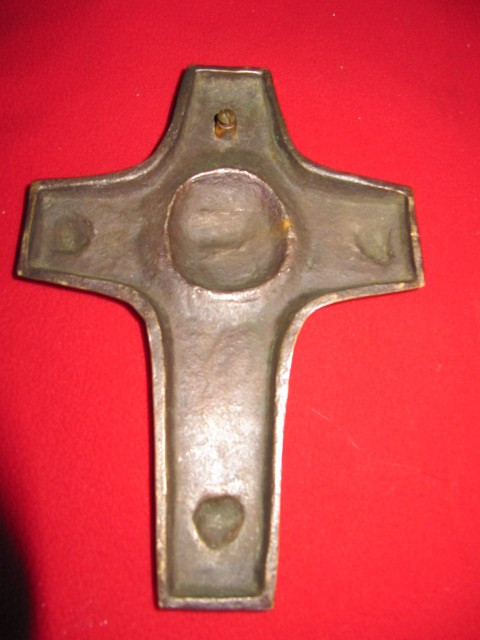 Bronze Easter cross with sheep in center medallion early 20th century