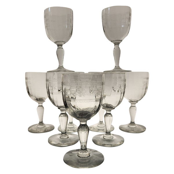 Set de 9 verres à eau / vin Fin XIXème - Déb. XXème