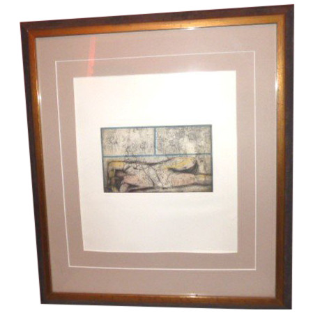 Frame with etching by Pedro Txillida with certificate