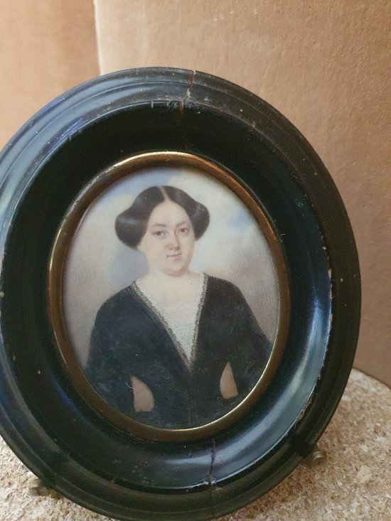 Portrait Of A Woman, Miniature On Ivory, 19th Century.