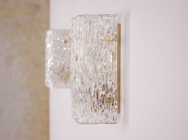 Pair of "Ice Glass" wall sconces, Kalmar.