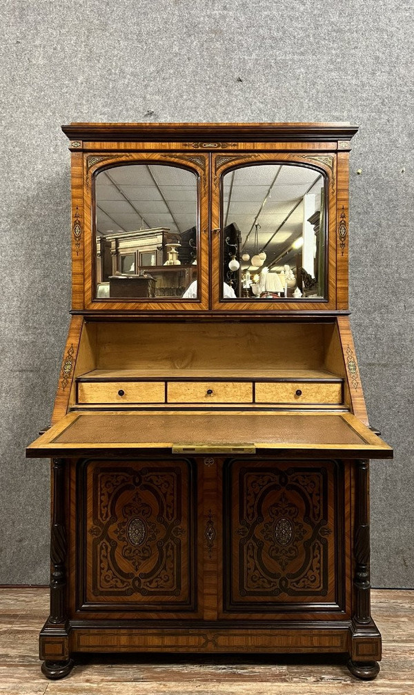 Lemarchand-Lemoine: Magnificent scriban cabinet stamped Napoleon III period