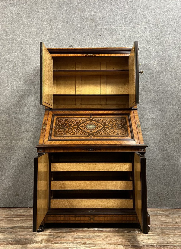 Lemarchand-Lemoine: Magnificent scriban cabinet stamped Napoleon III period