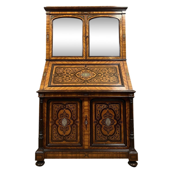 Lemarchand-Lemoine: Magnificent scriban cabinet stamped Napoleon III period