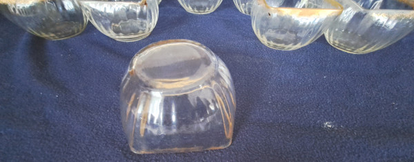 Set of ten Daum-style square glass bowls