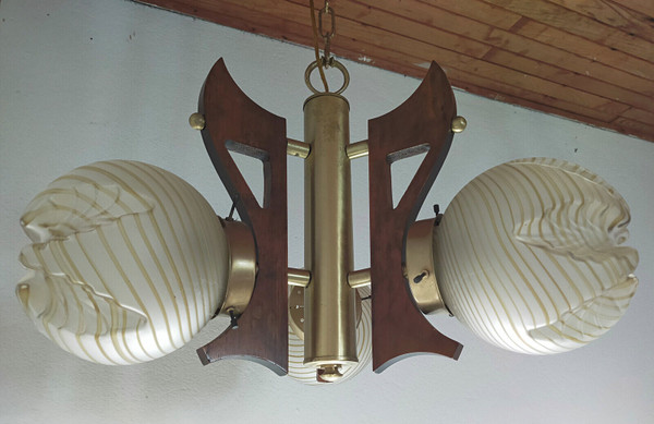 Lampadario italiano vintage con 3 globi