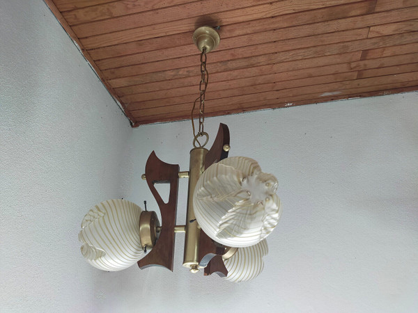 Lampadario italiano vintage con 3 globi