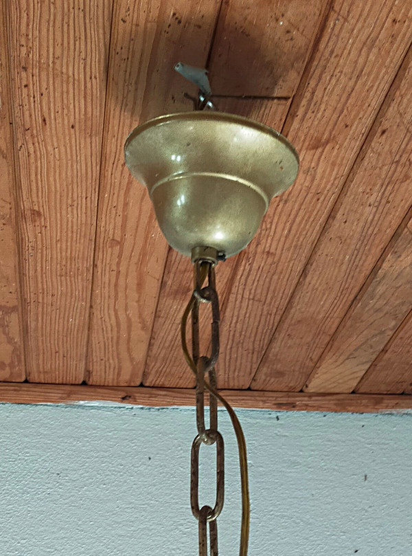 Lampadario italiano vintage con 3 globi