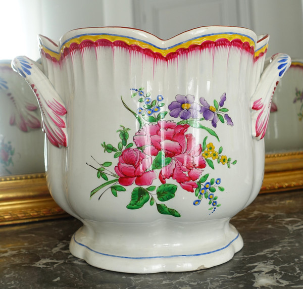 Pair of large earthenware champagne buckets or planters - 19th century