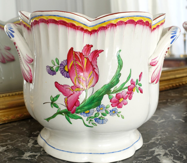 Pair of large earthenware champagne buckets or planters - 19th century