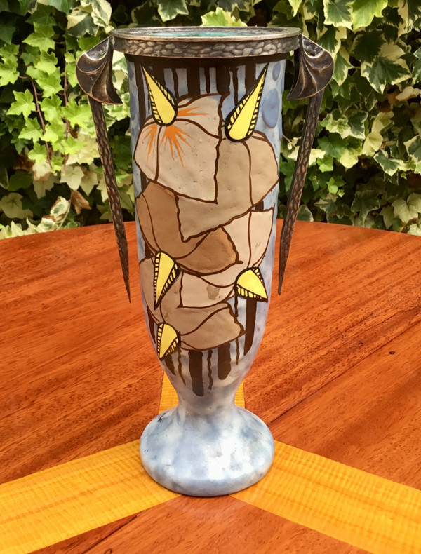 Vaso in ceramica smaltata Art-Deco di Louis Dage e EugèneVal