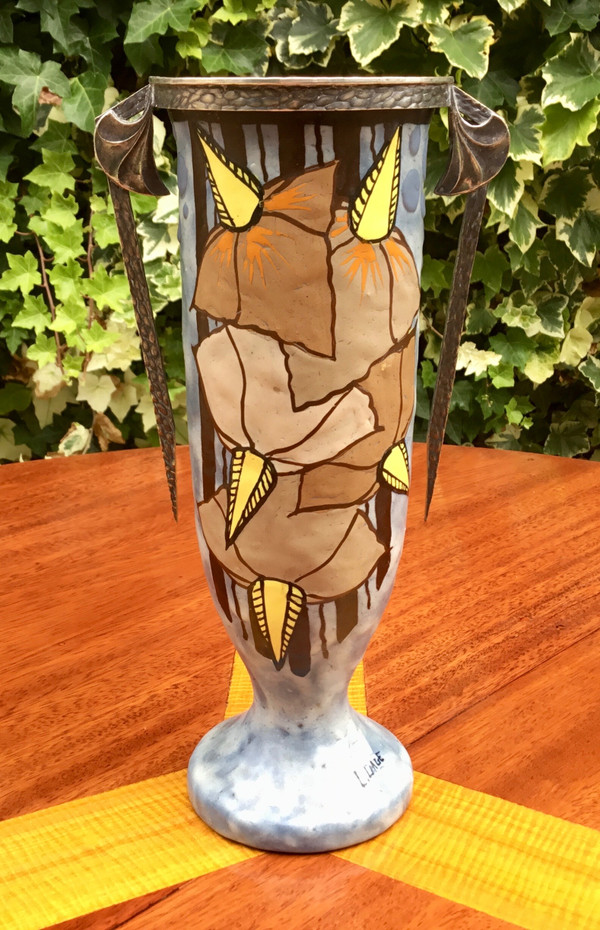 Vaso in ceramica smaltata Art-Deco di Louis Dage e EugèneVal