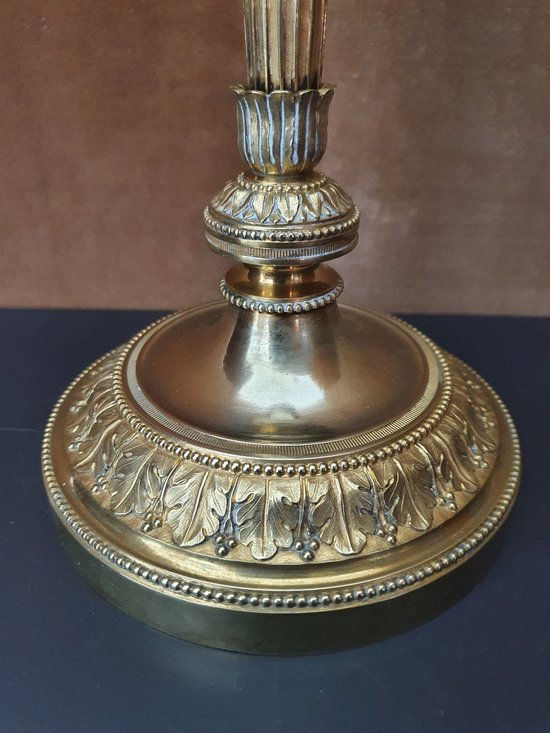 Louis XVI Candlestick, Gilt Bronze, 19th century.