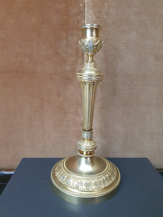 Louis XVI Candlestick, Gilt Bronze, 19th century.