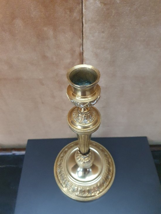 Louis XVI Candlestick, Gilt Bronze, 19th century.