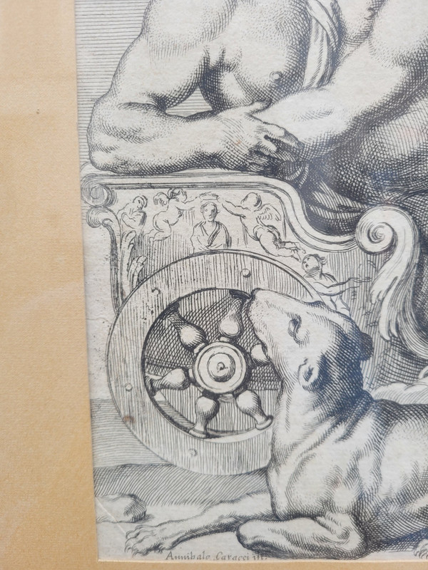 Aurore Et Cephale, Gravure Encadrée, Carracci, XVIIème Siècle ?