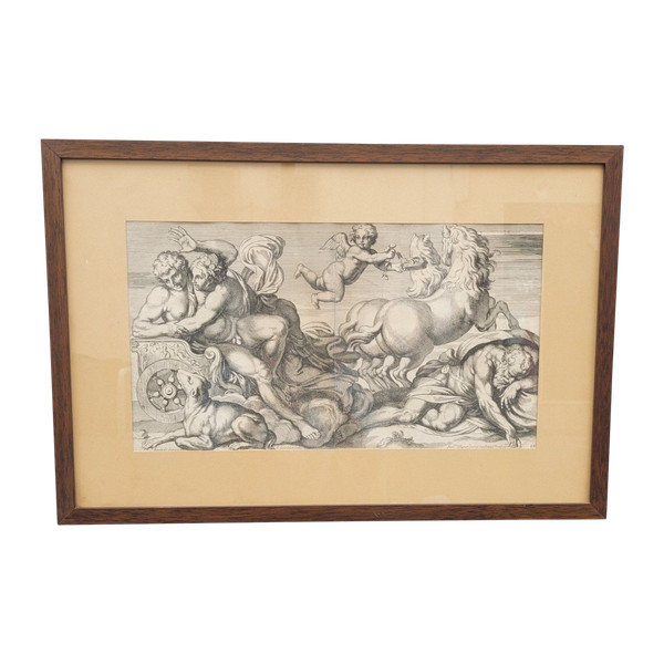 Aurore Et Cephale, Gravure Encadrée, Carracci, XVIIème Siècle ?