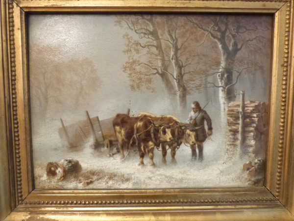 Oil on panel winter scene