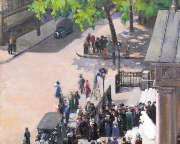 Louise ALIX 1888-1980 Wedding at the Batignolles church (Paris), painting, landscape, impressionism