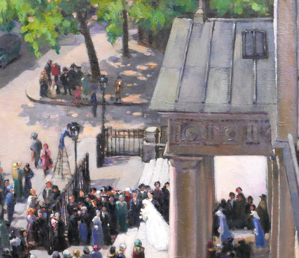 Louise ALIX 1888-1980 Wedding at the Batignolles church (Paris), painting, landscape, impressionism