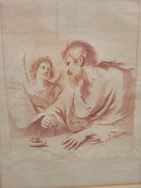 Saint Matthieu Et l'Ange, Gravure d'Après Le Guercin, XVIIIème Siècle