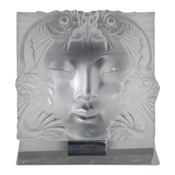 Lalique France Motif décoratif "Fontaine Poissons" ou "Masque femme" 