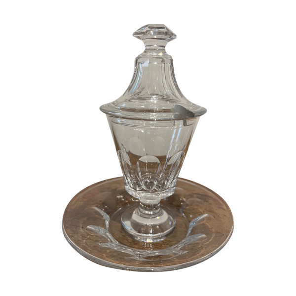 Rare crystal mustard pot, mid-19th century 