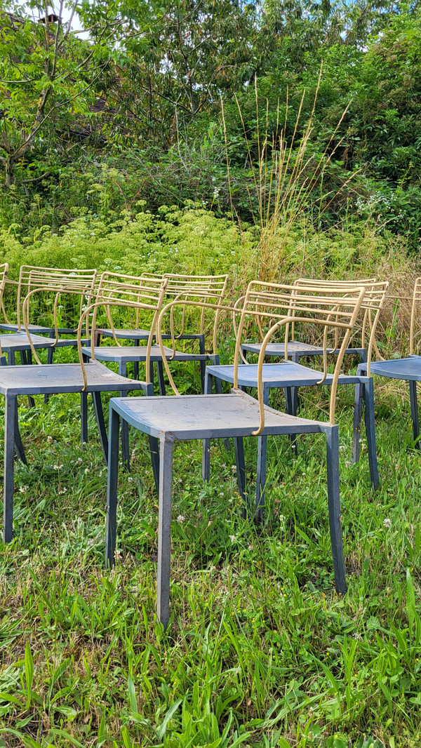 Suite of 10 "Piccolo" model armchairs by Pascal Mourgue for Fermob, circa 1990 