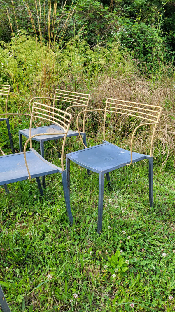 Suite of 10 "Piccolo" model armchairs by Pascal Mourgue for Fermob, circa 1990 