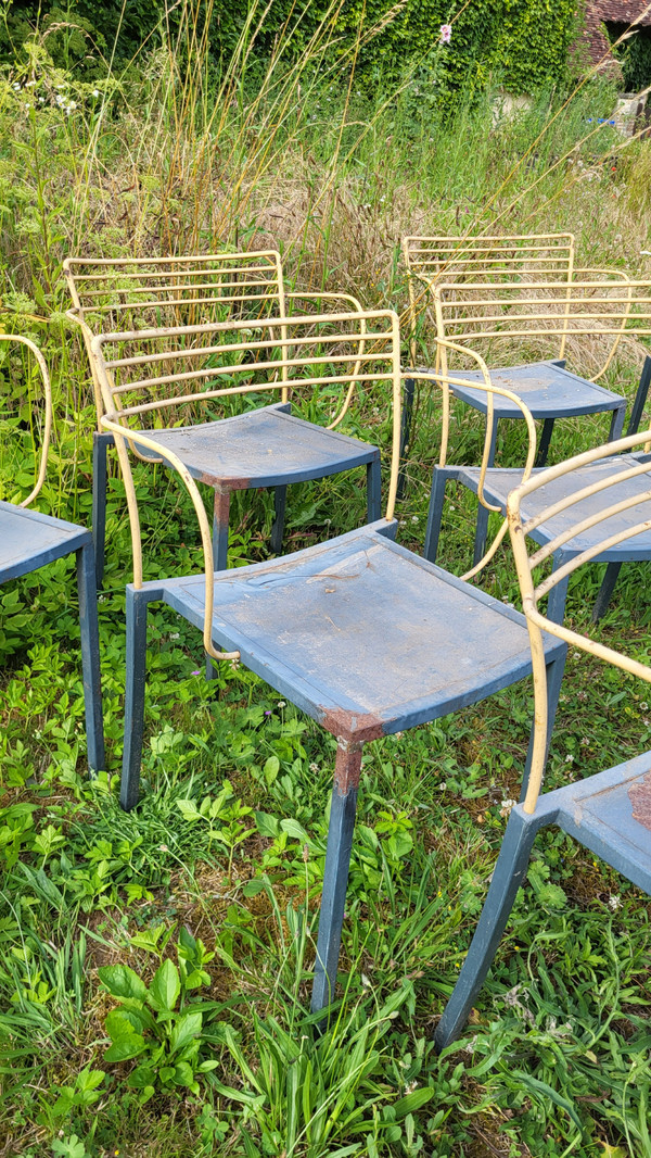 Suite of 10 "Piccolo" model armchairs by Pascal Mourgue for Fermob, circa 1990 