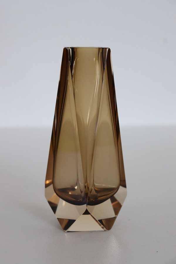 Vase en Verre de Murano Ambre Fumé par Alessandro Mandruzzato, 1960s