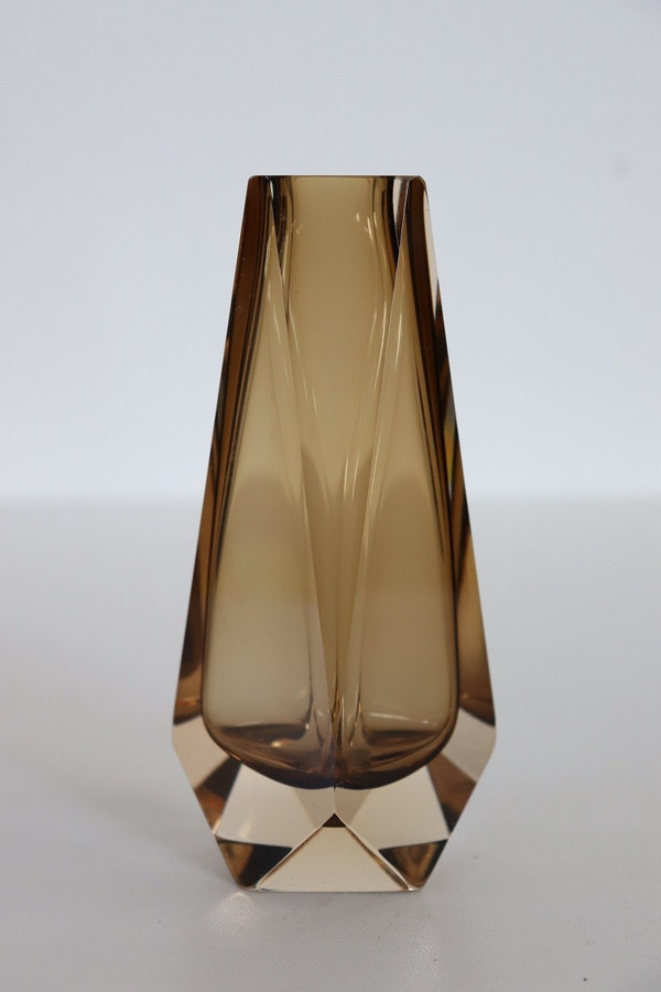 Vase en Verre de Murano Ambre Fumé par Alessandro Mandruzzato, 1960s