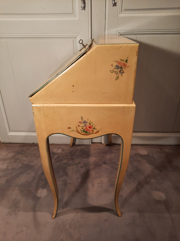 Louis XV style sloping desk painted in the style of the 18th century.