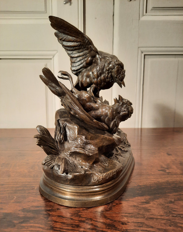 Sculpture en bronze représentant deux oiseaux, signé J. Moigniez d’époque XIXème siècle.