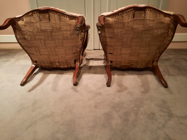 Pair of rosewood armchairs from the Napoleon III period.