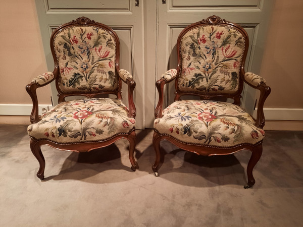 Pair of rosewood armchairs from the Napoleon III period.