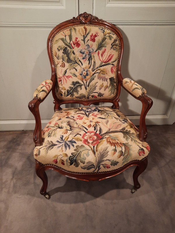 Pair of rosewood armchairs from the Napoleon III period.