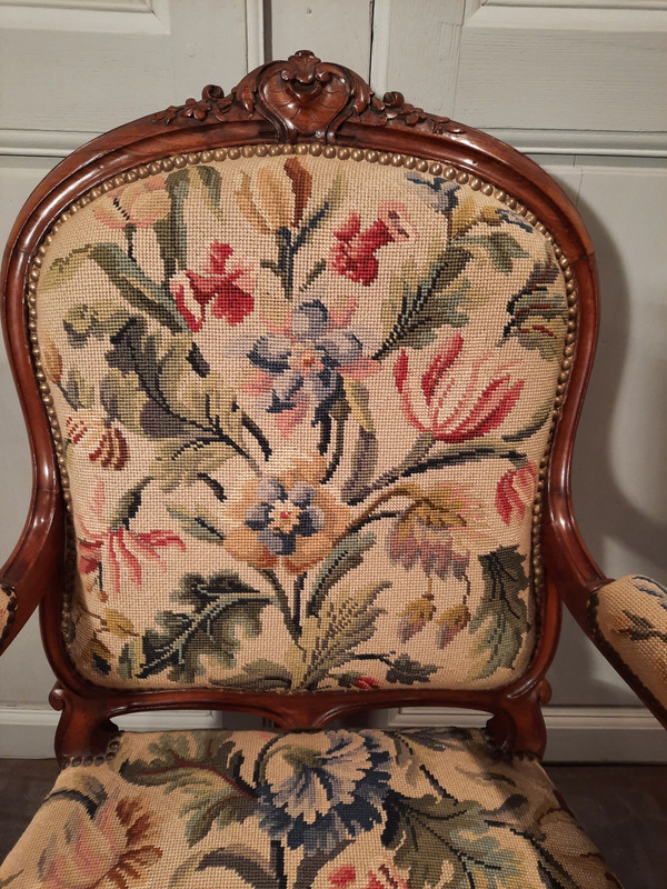 Pair of rosewood armchairs from the Napoleon III period.