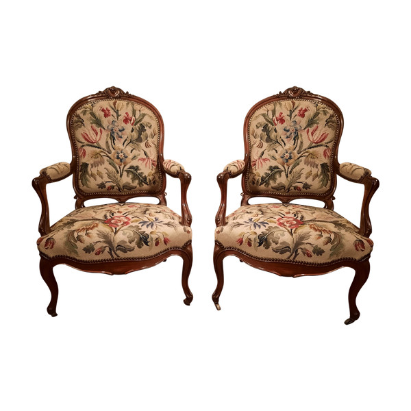 Pair of rosewood armchairs from the Napoleon III period.